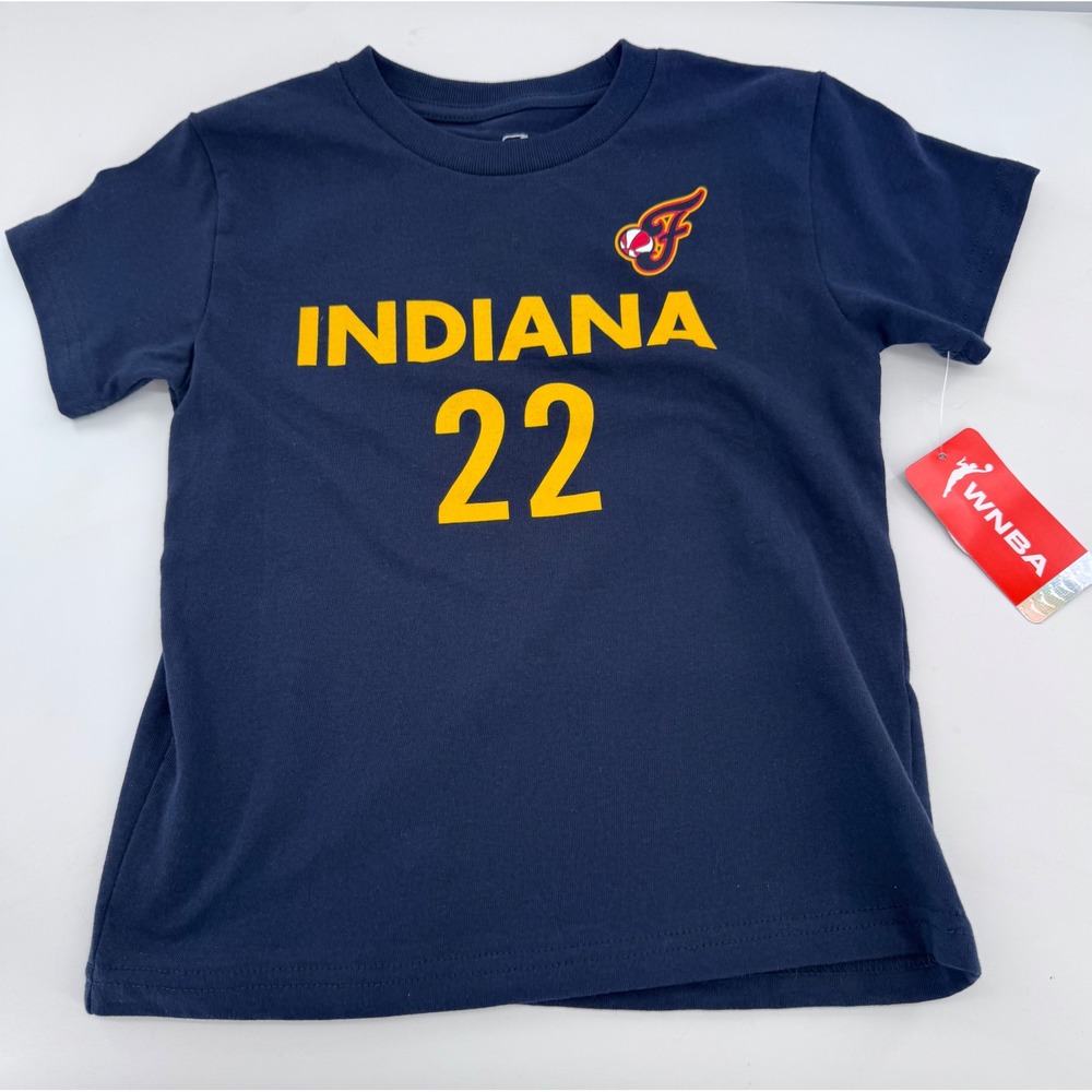 WNBA Indiana Fever T-Shirt Kids Sz 5/6 Navy Caitlin Clark 22 Graphic Tee Top New